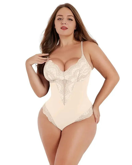 Sculpting Lace Deep-V Neck Bodysuit