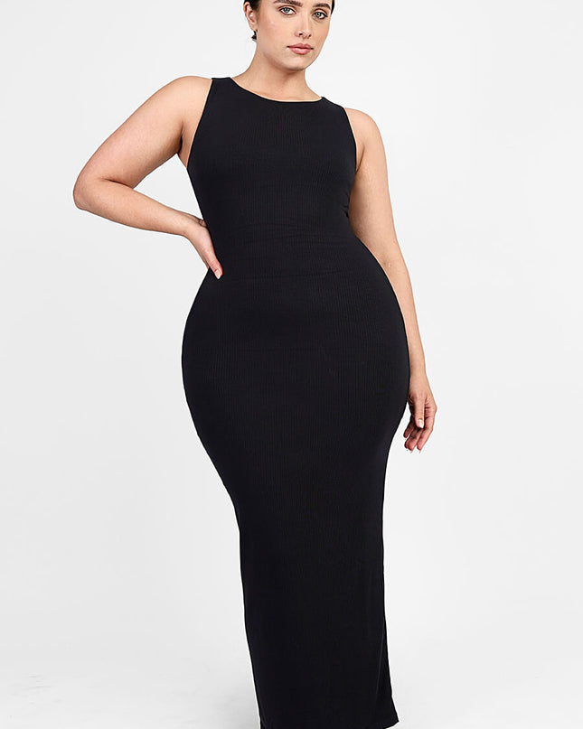 Cozy Ribbed Sleeveless Long Shaping Dress